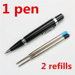 Luxury Mini full metal short ballpoint pen give 2 refills 0.7mm balck and blue ink heavy portable notebook Roller pens