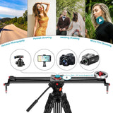 Neewer Camera Slider Video Track Dolly Rail Stabilizer: 31-inch/80cm, Flywheel Counterweight with Light Carbon Fiber RailS