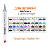TOUCHNEW Permanent Markers Alcohol Ink Markers Brush Dual Tips Professional Drawing Marker Set Art Design 30/40/60/80/168 Colors