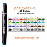 TOUCHNEW Permanent Markers Alcohol Ink Markers Brush Dual Tips Professional Drawing Marker Set Art Design 30/40/60/80/168 Colors