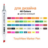 TOUCHNEW Permanent Markers Alcohol Ink Markers Brush Dual Tips Professional Drawing Marker Set Art Design 30/40/60/80/168 Colors