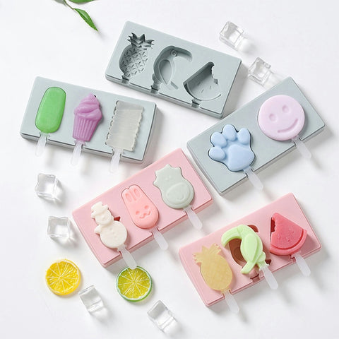 Shebaking Food Grade Silicone Ice Cream Molds Homemade Popsicle Mold Tray Juice Dessert Ice Cube Maker DIY Ice-sucker Mould