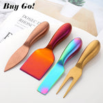 4PCS/Set Cheese Knife Set Stainless Steel Butter Spreader Cheese Cutter Slicer Fork Kit Kitchen Useful Breakfast Cooking Tools