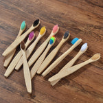 New design mixed color bamboo toothbrush Eco Friendly wooden Tooth Brush Soft bristle Tip Charcoal adults oral care toothbrush