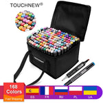TOUCHNEW Permanent Markers Alcohol Ink Markers Brush Dual Tips Professional Drawing Marker Set Art Design 30/40/60/80/168 Colors