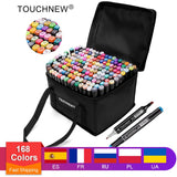 TOUCHNEW Permanent Markers Alcohol Ink Markers Brush Dual Tips Professional Drawing Marker Set Art Design 30/40/60/80/168 Colors