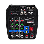 A4 Sound Mixing Console Bluetooth USB Record Computer Playback 48V Phantom Power Delay Repaeat Effect 4 Channels USB Audio Mixer