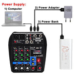 A4 Sound Mixing Console Bluetooth USB Record Computer Playback 48V Phantom Power Delay Repaeat Effect 4 Channels USB Audio Mixer