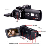 Real 4K Video Camera with Lens Hood WiFi Night Vision 3.0 Inch LCD Touch Screen Digital Camcorder Time-lapse Photography