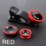 3-in-1 Fish Eye Lens Camera Kits Universal Wide Angle Mobile Phone Lenses Macro with Clip 0.67x For iPhone Samsung All Phones